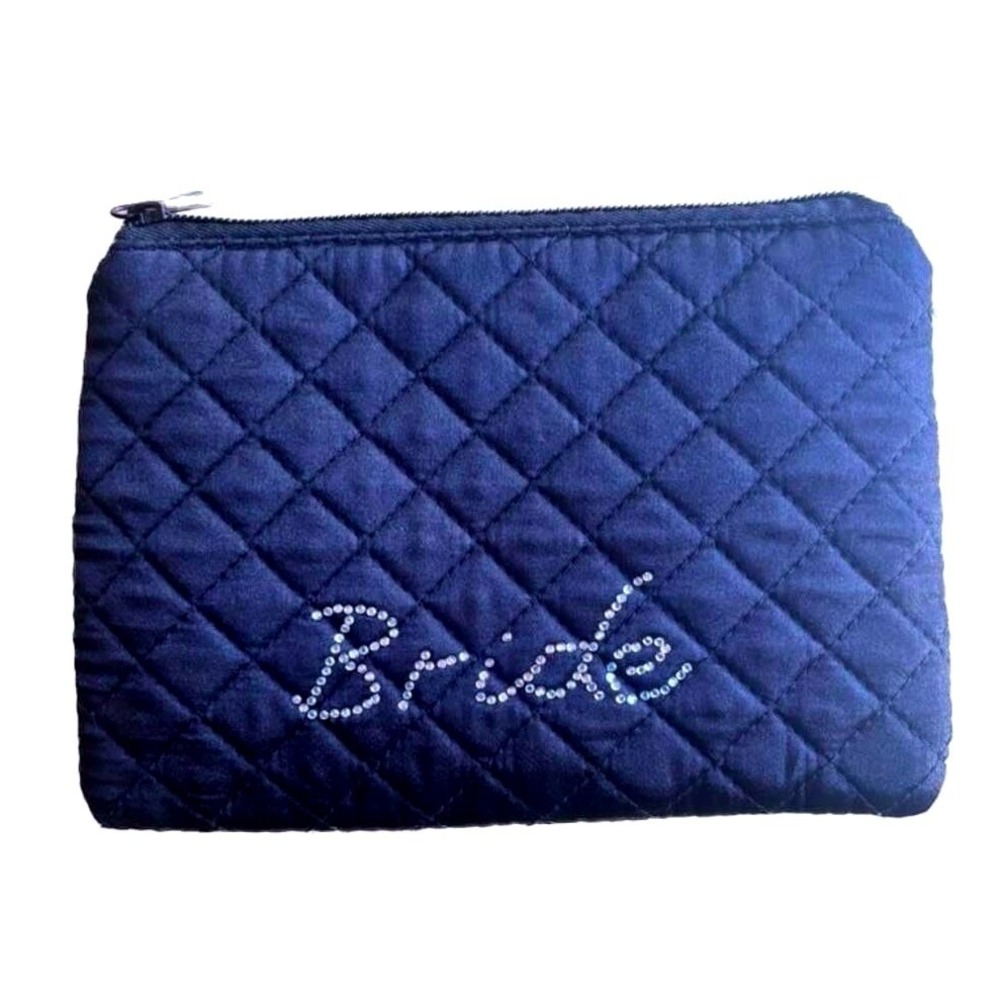 Bride Quilted Rhinestone Makeup Cosmetic Bag LIKE NEW CONDITION